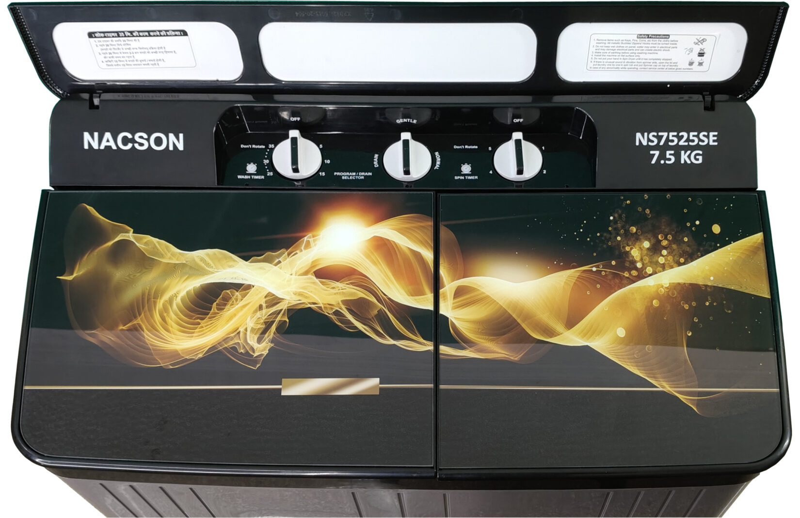 Nacson 7.5 kg Semi Automatic Top Load Black (NS7525SE) - Image 3